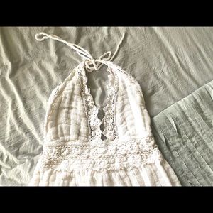 Full length white cotton dress